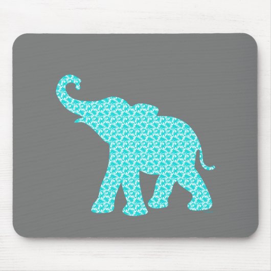 Happy Elephant Art Turquoise Pattern Modern Muismat (Voorkant)
