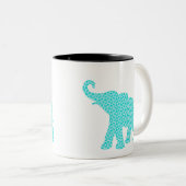 Happy Elephant Art Turquoise Pattern Modern Tweekleurige Koffiemok (Voorkant rechts)