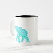 Happy Elephant Art Turquoise Pattern Modern Tweekleurige Koffiemok (Voorkant links)