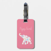 Happy Elephant-Art, uniek Geweldige roze Bagagelabel (Achterkant verticaal)