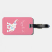 Happy Elephant-Art, uniek Geweldige roze Bagagelabel (Achterkant horizontaal)