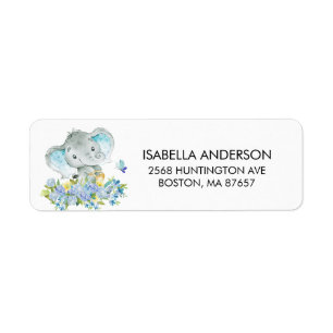 Happy Elephant Baby shower Address Label