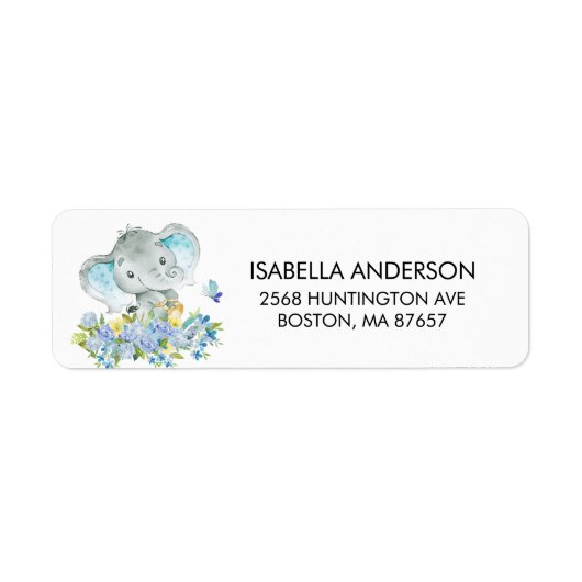Happy Elephant Baby shower Address Label (Voorkant)