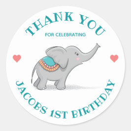 Happy Elephant bedankt Ronde Sticker