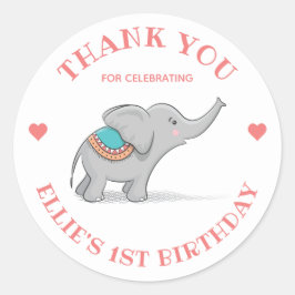 Happy Elephant bedankt Ronde Sticker