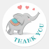 Happy Elephant bedankt Ronde Sticker (Voorkant)