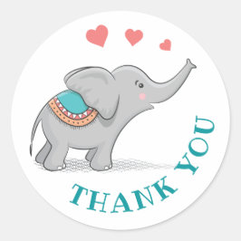 Happy Elephant bedankt Ronde Sticker