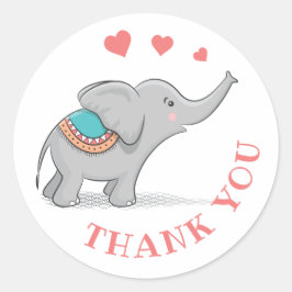 Happy Elephant bedankt Ronde Sticker