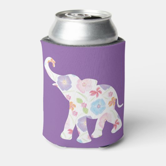 Happy Elephant-Big-Flower Pattern Modern Blikjeskoeler (Blikje Achterkant)