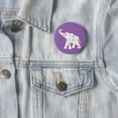 Happy Elephant-Big-Flower Pattern Modern Ronde Button 5,7 Cm (In situ)