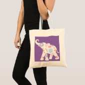 Happy Elephant-Big-Flower Pattern Modern Tote Bag (Voorkant (product))