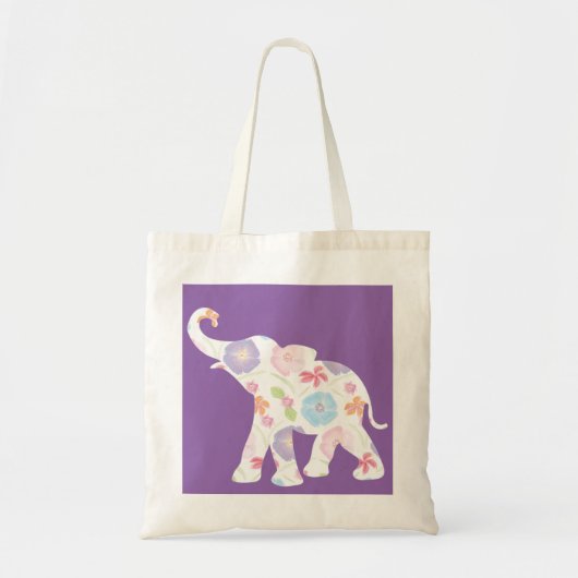 Happy Elephant-Big-Flower Pattern Modern Tote Bag (Voorkant)
