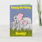 Happy Elephant Birthday Kaart (Voorkant)