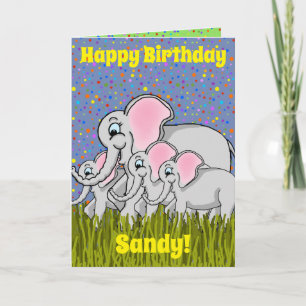 Happy Elephant Birthday Kaart