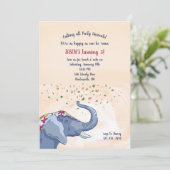 Happy Elephant Birthday Party Kaart (Staand voorkant)