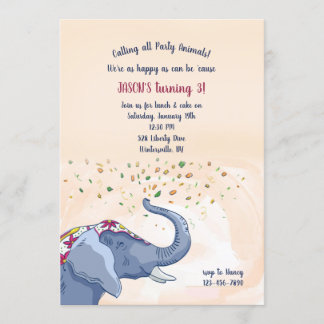 Happy Elephant Birthday Party Kaart