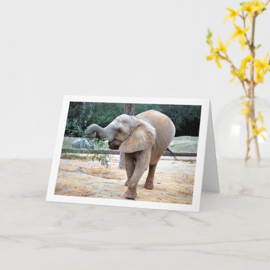 Happy Elephant Kaart (Gele Bloem)