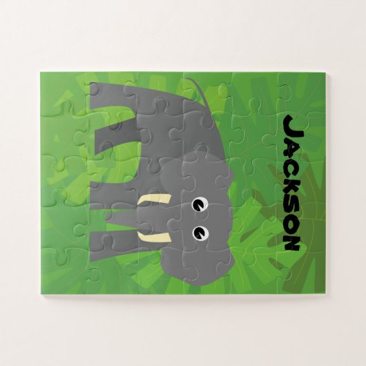 Happy Elephant Little Kinder Personalized Legpuzzel (Horizontaal)