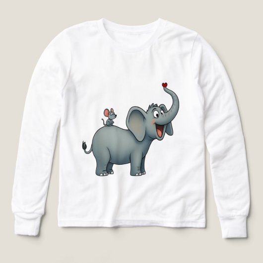 Happy Elephant & Little Mouse – Cute Kids T-Shirt (Voorkant)