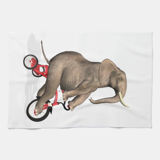 Happy Elephant op Tricycle Theedoek (Horizontaal)