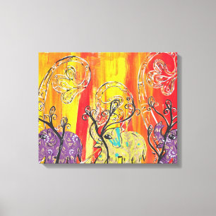 Happy Elephant Parade Canvas Afdruk