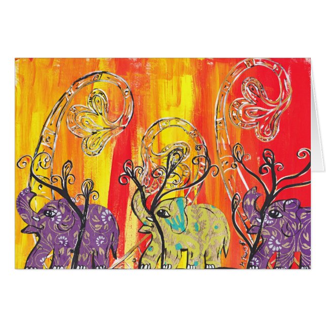 Happy Elephant Parade-kaart (Voorkant Horizontaal)