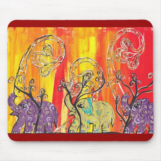 Happy Elephant Parade Mousepad Muismat (Voorkant)