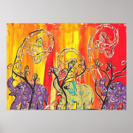 Happy Elephant Parade Print (Voorkant)