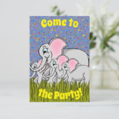 Happy Elephant Party Invitation Kaart (Staand voorkant)