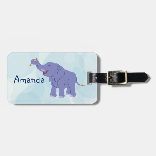 Happy Elephant (personalize) Bagagelabel (Voorkant horizontaal)