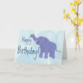 Happy Elephant (Personalize) Kaart (Gele Bloem)
