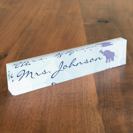 Happy Elephant (personalize) Naambordje (Zijkant)