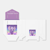 Happy Elephant Purple bloemen Birthday Favor Box Bedankdoosjes (Uitgevouwen)