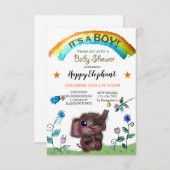 Happy Elephant Rainbow Town Baby shower Kaart (Voorkant / Achterkant)