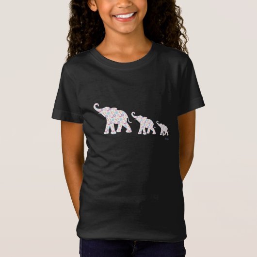 Happy Elephant-reeks Geweldige Unieke roze T-shirt (Voorkant)