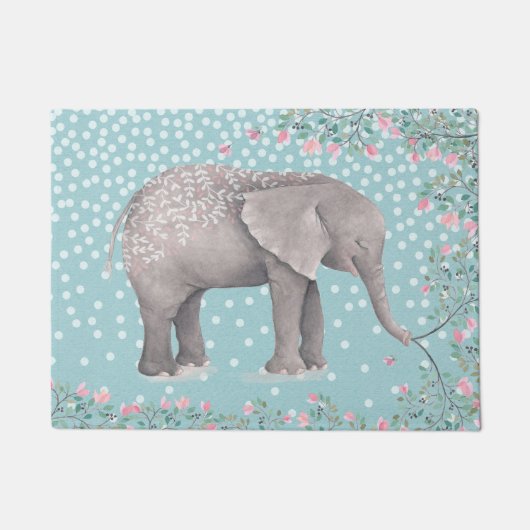 Happy Elephant - Waterverf Illustratie Deurmat (Voorkant)