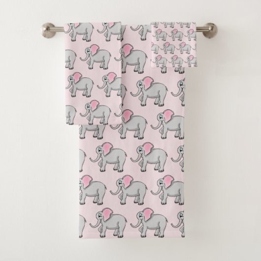 Happy Elephants Bathroom Towel Set Bad Handdoek (Insitu)