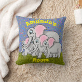 Happy Elephants Square Pillow Kussen (Deken)
