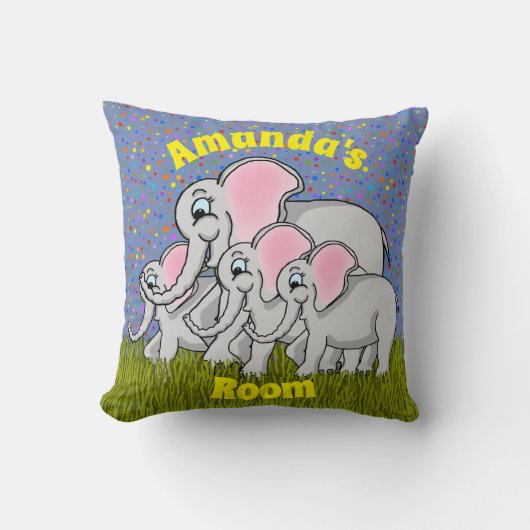 Happy Elephants Square Pillow Kussen (Voorkant)