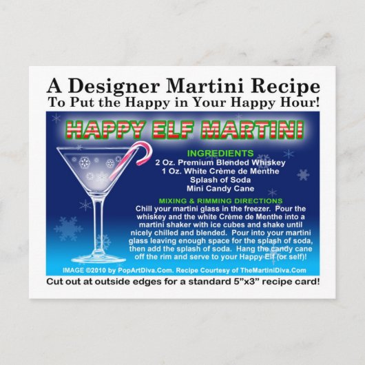Happy Elf Christmas Martini Recept Briefkaart (Voorkant)