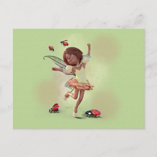 Happy Elf en Ladybug Briefkaart (Voorkant)