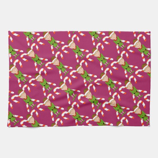 Happy Elf Kerstmis Kitchen Towel Theedoek (Horizontaal)