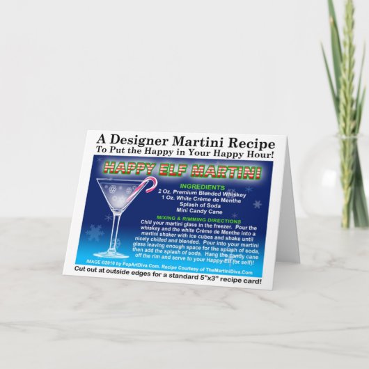 HAPPY ELF MINT CHRISTMAS COCKTAIL RECIPE CARD FEESTDAGEN KAART (Voorkant)