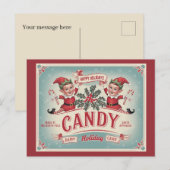 Happy Elf snoep Christmas Feestdagenkaart (Voorkant / Achterkant)