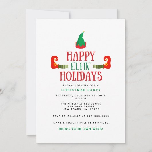 Happy Elfin Feestdagen kerstfeest Kaart (Voorkant)