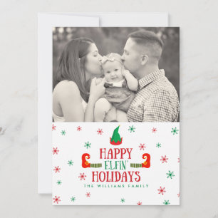 Happy Elfin Feestdagen kerstfotokaarten Feestdagenkaart