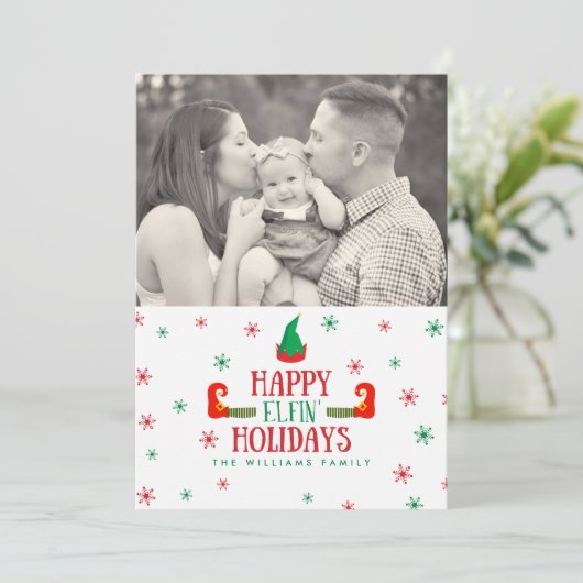 Happy Elfin Feestdagen Kerstkaarten Feestdagenkaart (Staand voorkant)