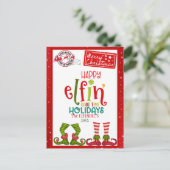 Happy Elfin’ Goede Tijd Vakantie Kaart (Staand voorkant)