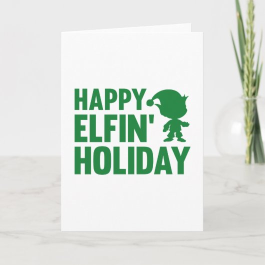Happy Elfin’ Holiday Feestdagen Kaart (Voorkant)