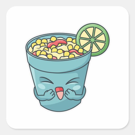 Happy Elote Cup Vierkante Sticker (Voorkant)